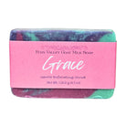 Fresh floral-scented Fern Valley Soap goat milk soap bar labeled Grace, with a natural appearance and floral packaging design.