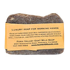 Fern Valley Goat Milk Soap for heavy-duty hand cleaning with Backwoods Humboldt Hands branding, featuring a rustic soap bar.
