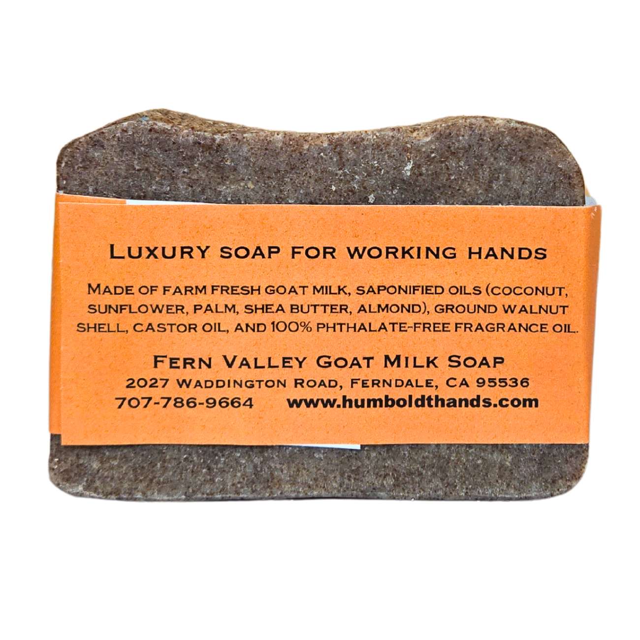 Fern Valley Soap's original Woodsman goat milk soap bar, designed for heavy-duty hand cleaning, with natural ingredients and rustic packaging.
