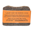 Fern Valley Soap's original Woodsman goat milk soap bar, designed for heavy-duty hand cleaning, with natural ingredients and rustic packaging.