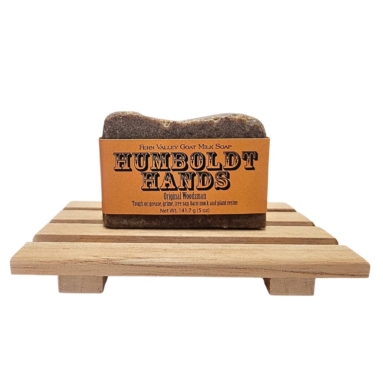 Fern Valley Soap Natural Goat Milk Soap, Original Woodsman Humboldt Hands heavy-duty hand cleaner, showing the soap bar with packaging