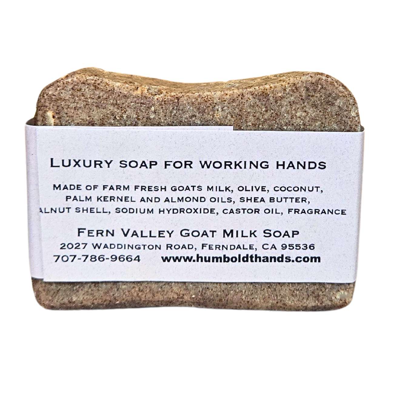 Fern Valley Soap tobacco bay goat milk soap bar, natural hand cleaner with rustic packaging and plant-based ingredients.
