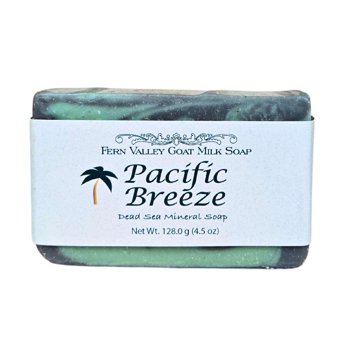 Fern Valley Goat Milk Soap with sea minerals, featuring a creamy bar with natural ingredients and ocean-inspired design.