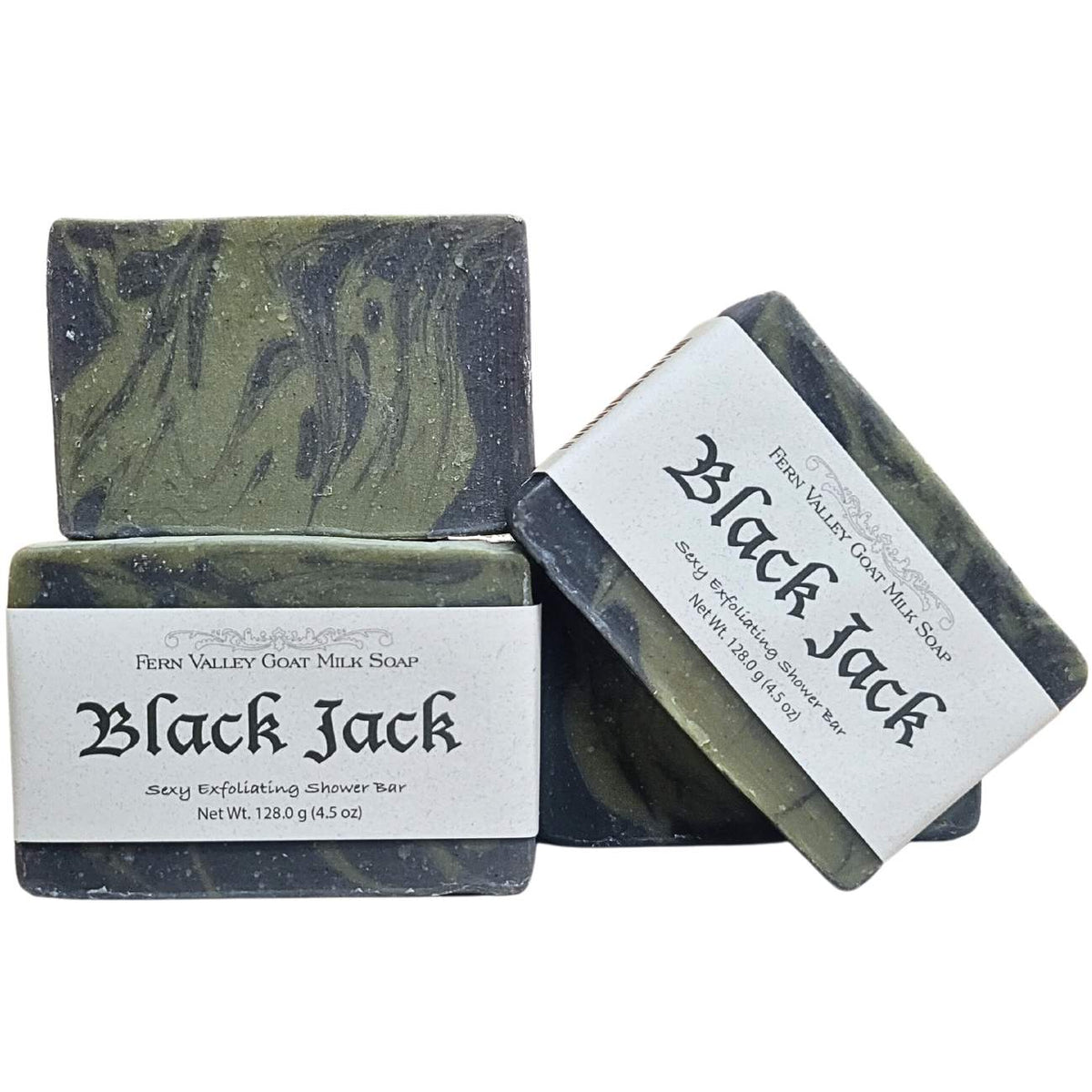 Fern Valley Soap Black Jack goat milk soap bar, exfoliating men's scrub with natural ingredients, moisturizing and cleansing.