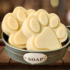 Fern Valley Soap natural goat milk dog shampoo bar with Big Paw label, showcasing a creamy soap bar for canine skincare.