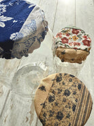 Set of Five Oaks Farm From the Farm mushroom-themed jar covers with autumn-inspired design on small jars.