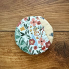Five Oaks Farm from-the-farm autumn mushroom jar covers with tiny mushroom design, perfect for preserving jars.