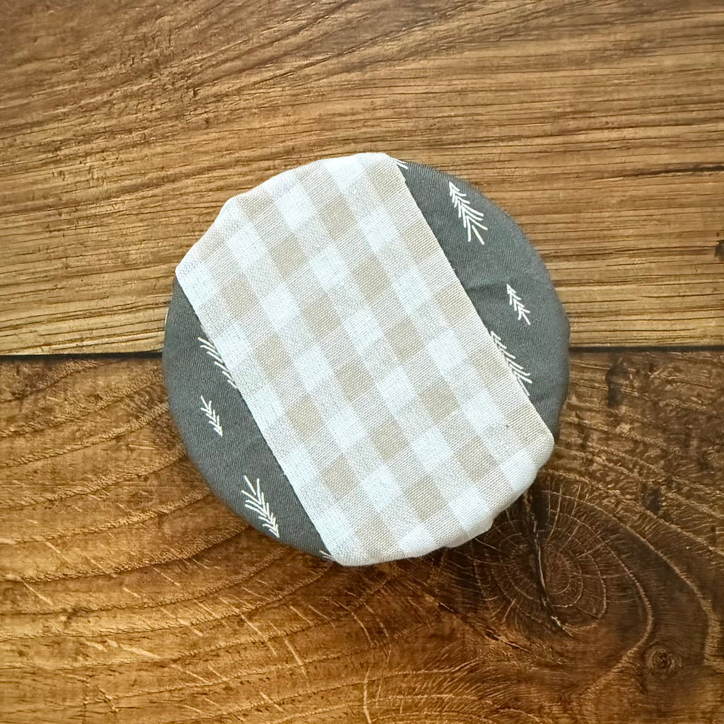 Tiny mushroom jar covers from Five Oaks Farm's From the Farm collection, featuring autumn-inspired mushroom designs.