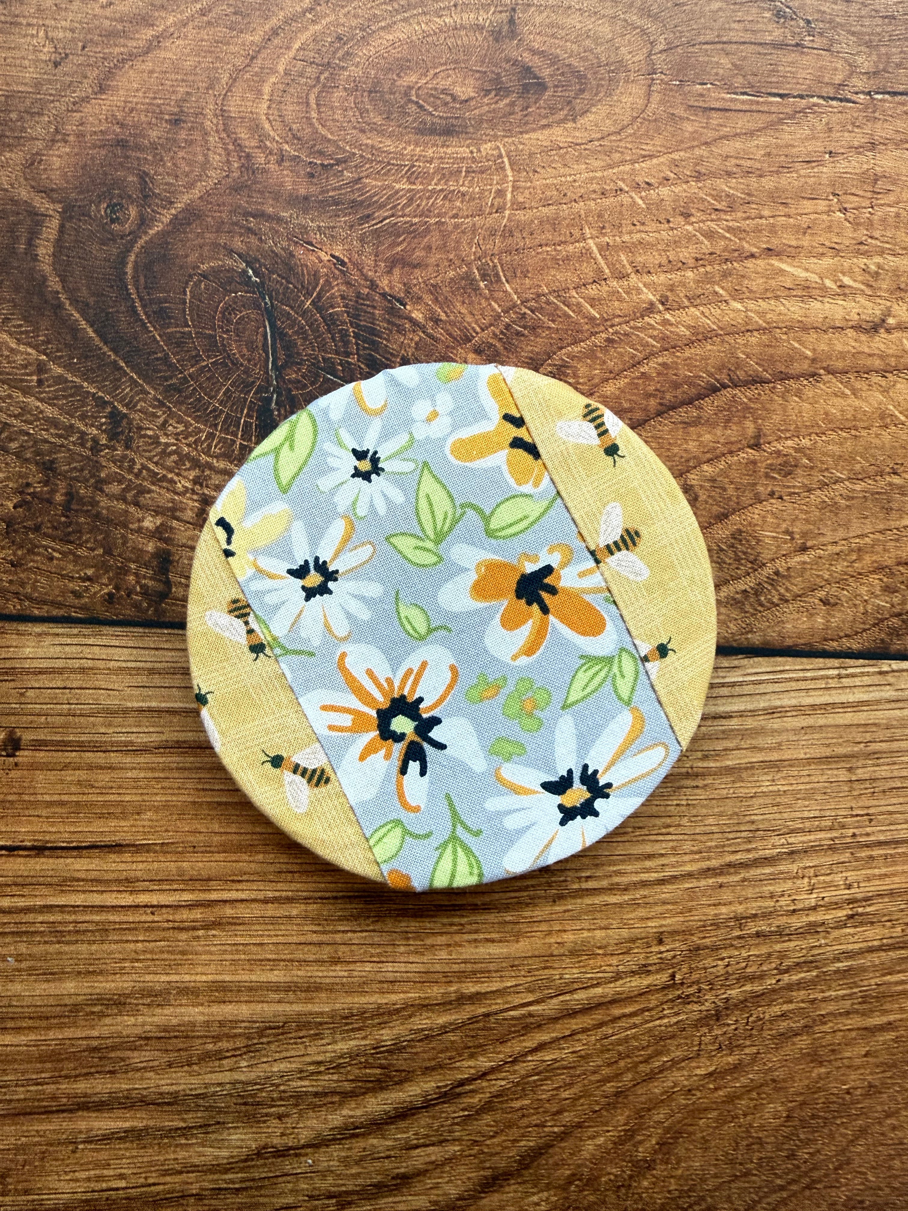 Tiny mushroom jar covers from Five Oaks Farm's From the Farm collection, featuring autumn-themed mushroom designs.