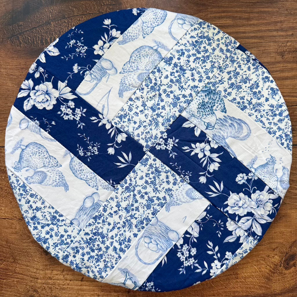 Large bowl covers from Five Oaks Farm's From the Farm collection, featuring autumn mushroom and tiny mushroom designs.
