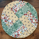 Large Mushroom Bowl Covers from Five Oaks Farm, rustic autumn-themed fabric, designed for protecting bowls during harvest.