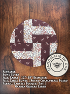 Large mushroom-shaped bowl covers from Five Oaks Farm, natural fabric covers for bowls, autumn-themed kitchen accessories.