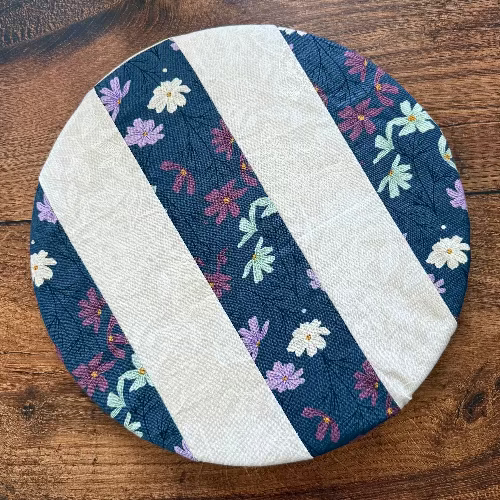 Medium bowl and banneton covers from Five Oaks Farm, featuring autumn mushroom design, used for bread proofing and baking.