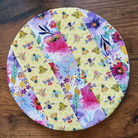 Medium bowl and banneton covers from Five Oaks Farm with autumn mushroom design, ideal for bread proofing and baking.