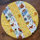 Medium bowl and banneton covers from Five Oaks Farm, featuring autumn mushroom and tiny mushroom designs for bread proofing.