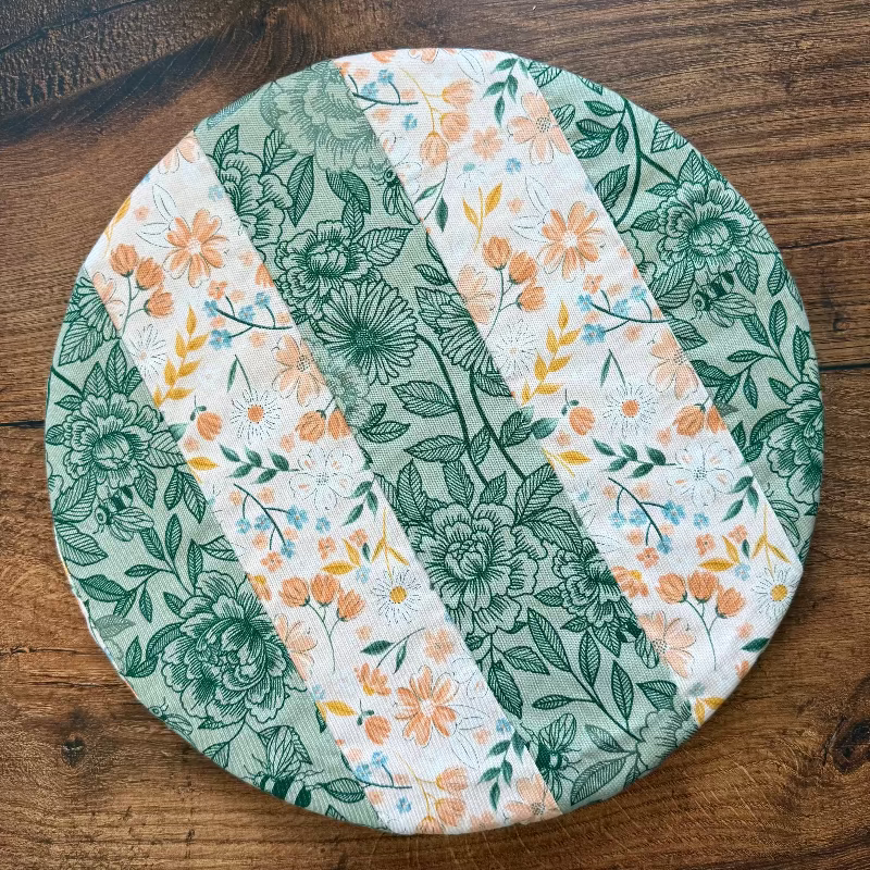 Medium bowl and banneton covers from Five Oaks Farm featuring autumn mushroom and tiny mushroom designs.
