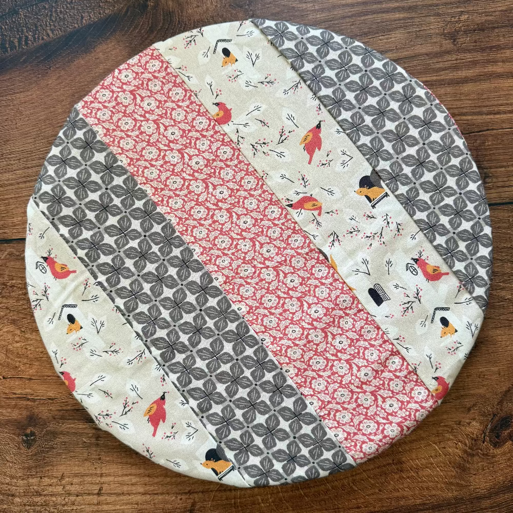 Medium bowl and banneton covers from Five Oaks Farm, featuring autumn mushroom and tiny mushroom designs.