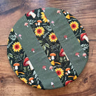 Medium mushroom-shaped bowl and banneton covers from Five Oaks Farm, featuring autumn-themed designs and natural farm-inspired details.