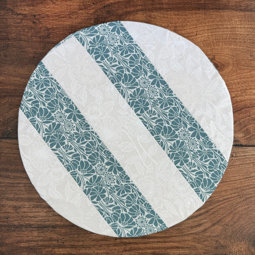 Medium bowl and banneton covers from Five Oaks Farm, featuring autumn mushroom design for bread baking and proofing.