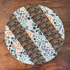 Medium mushroom-shaped bowl and banneton covers from Five Oaks Farm, featuring autumn mushroom designs, perfect for baking and serving.