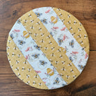Medium bowl and banneton covers from Five Oaks Farm, featuring autumn mushroom and tiny mushroom designs for baking and bread proofing.