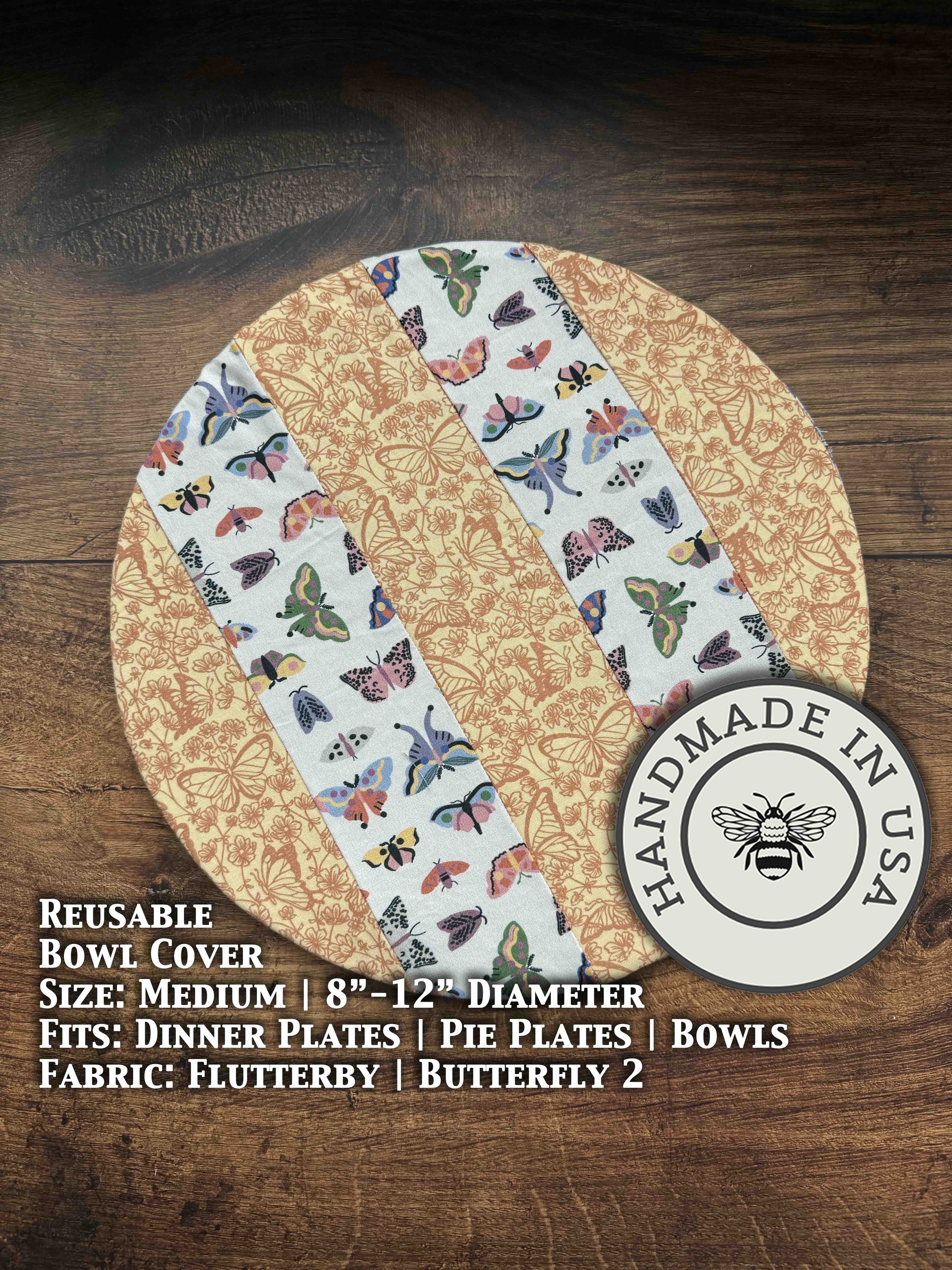 Medium bowl and banneton covers from Five Oaks Farm, featuring autumn mushroom and tiny mushroom designs.
