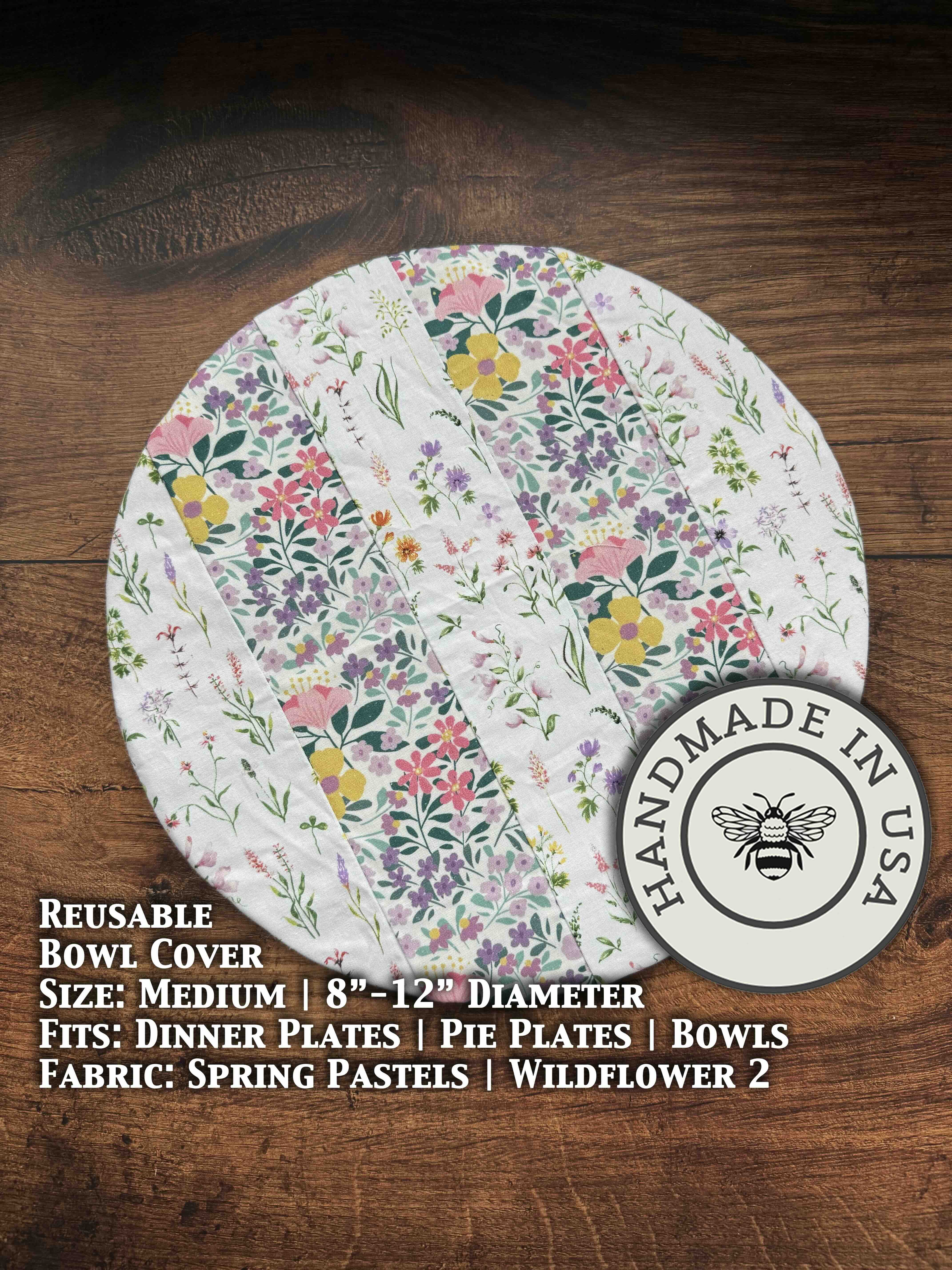 Medium bowl and banneton covers from Five Oaks Farm with autumn mushroom and tiny mushroom designs, perfect for baking and bread rising.