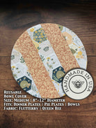 Medium bowl and banneton covers from Five Oaks Farm, featuring autumn mushroom and tiny mushroom designs for bread baking.