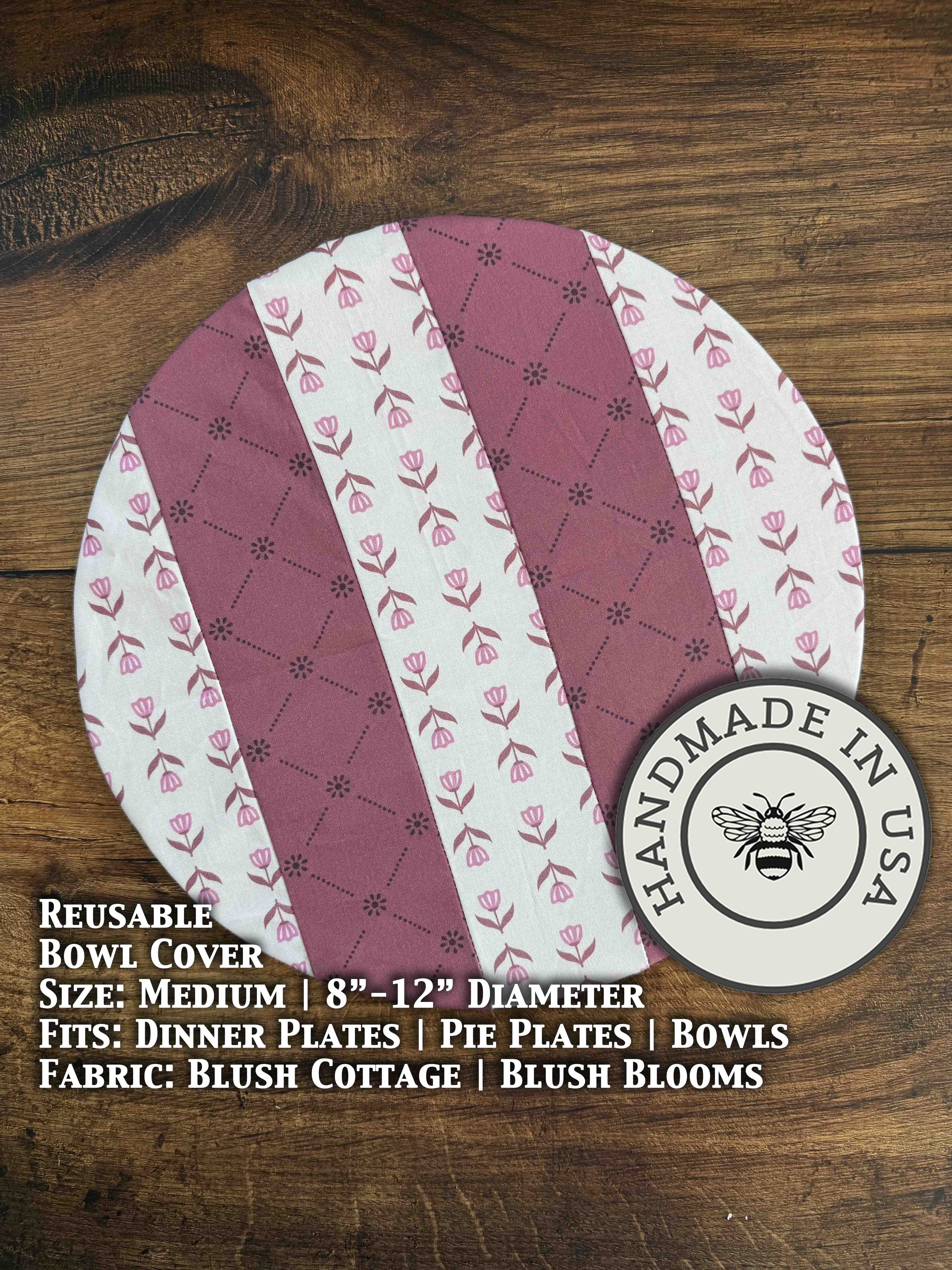 Medium bowl and banneton covers from Five Oaks Farm, featuring autumn mushroom designs and natural farm-inspired details.