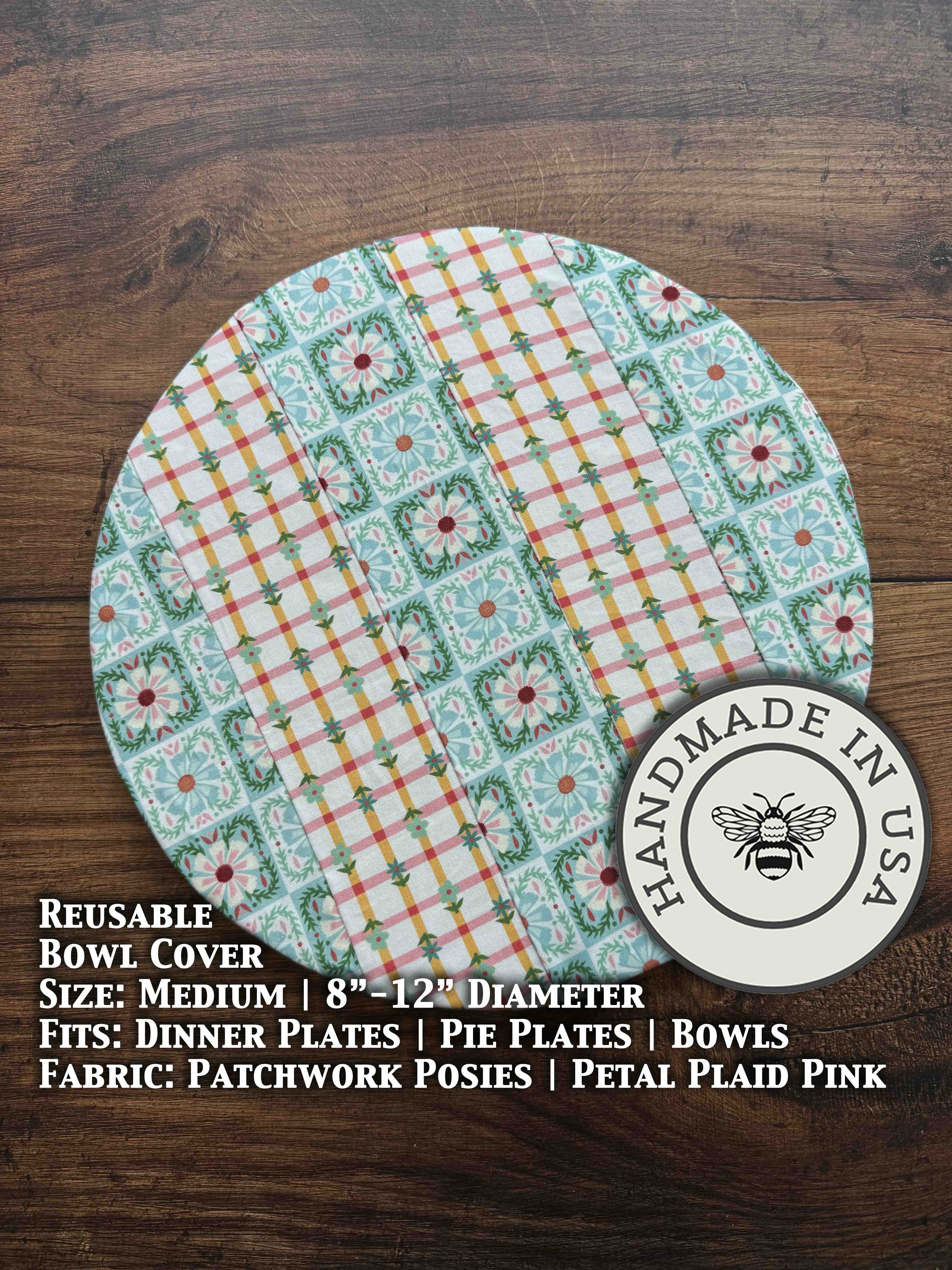 Medium bowl and banneton covers from Five Oaks Farm, featuring autumn mushroom and tiny mushroom designs for bread proofing.
