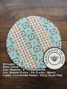 Medium bowl and banneton covers from Five Oaks Farm, featuring autumn mushroom and tiny mushroom designs for bread proofing.