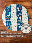 Medium bowl and banneton covers from Five Oaks Farm, featuring a summer radish garden scene.