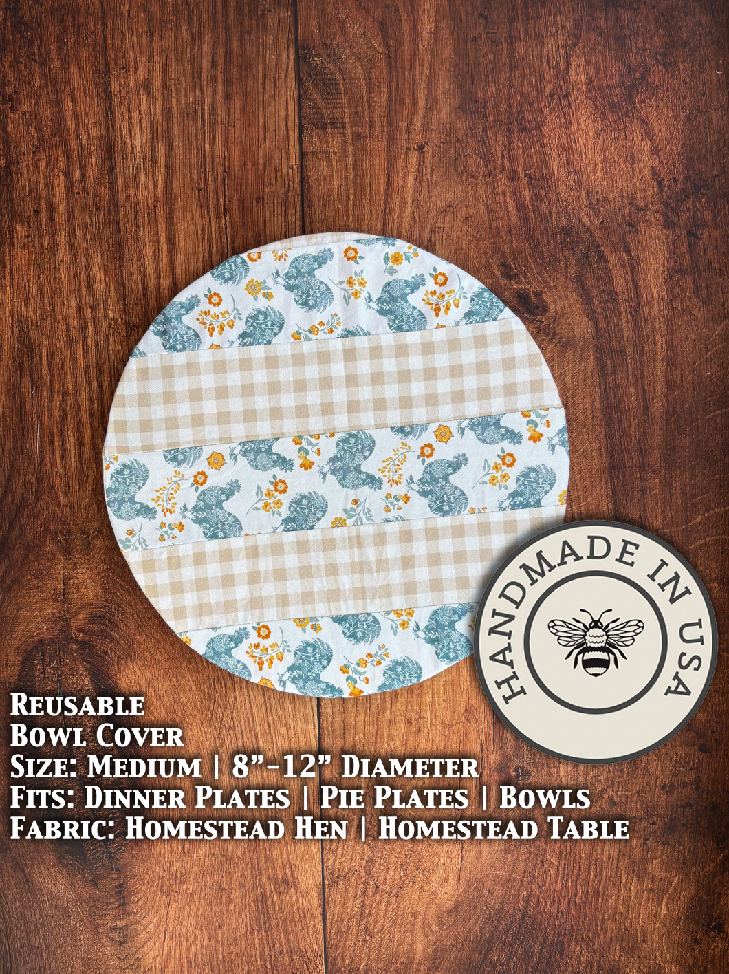 Medium bowl and banneton covers from Five Oaks Farm, set on a homestead table with farm-style decor and fresh bread.