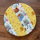 Small mushroom-shaped bowl and banneton covers from Five Oaks Farm, autumn-themed, handcrafted baking accessories.