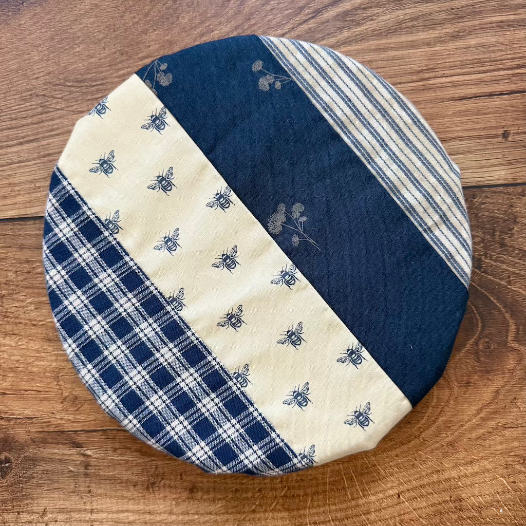 Small mushroom-shaped bowl and banneton covers from Five Oaks Farm, featuring autumn-themed farm-inspired design.