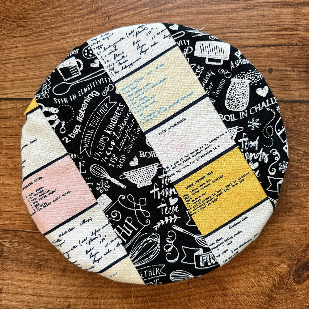 Small bowl and banneton covers from Five Oaks Farm, featuring autumn mushroom and tiny mushroom designs for bread baking.