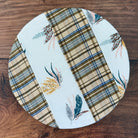 Small bowl and banneton covers from Five Oaks Farm, featuring autumn mushroom and tiny mushroom designs, for baking and bread proofing.
