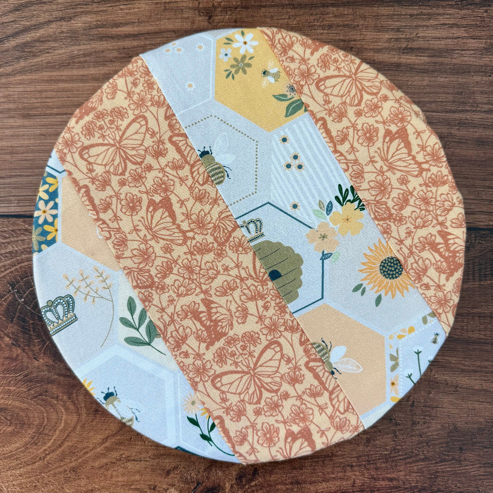 Small mushroom-shaped bowl and banneton covers from Five Oaks Farm, made for baking and bread proofing, with autumn mushroom design.