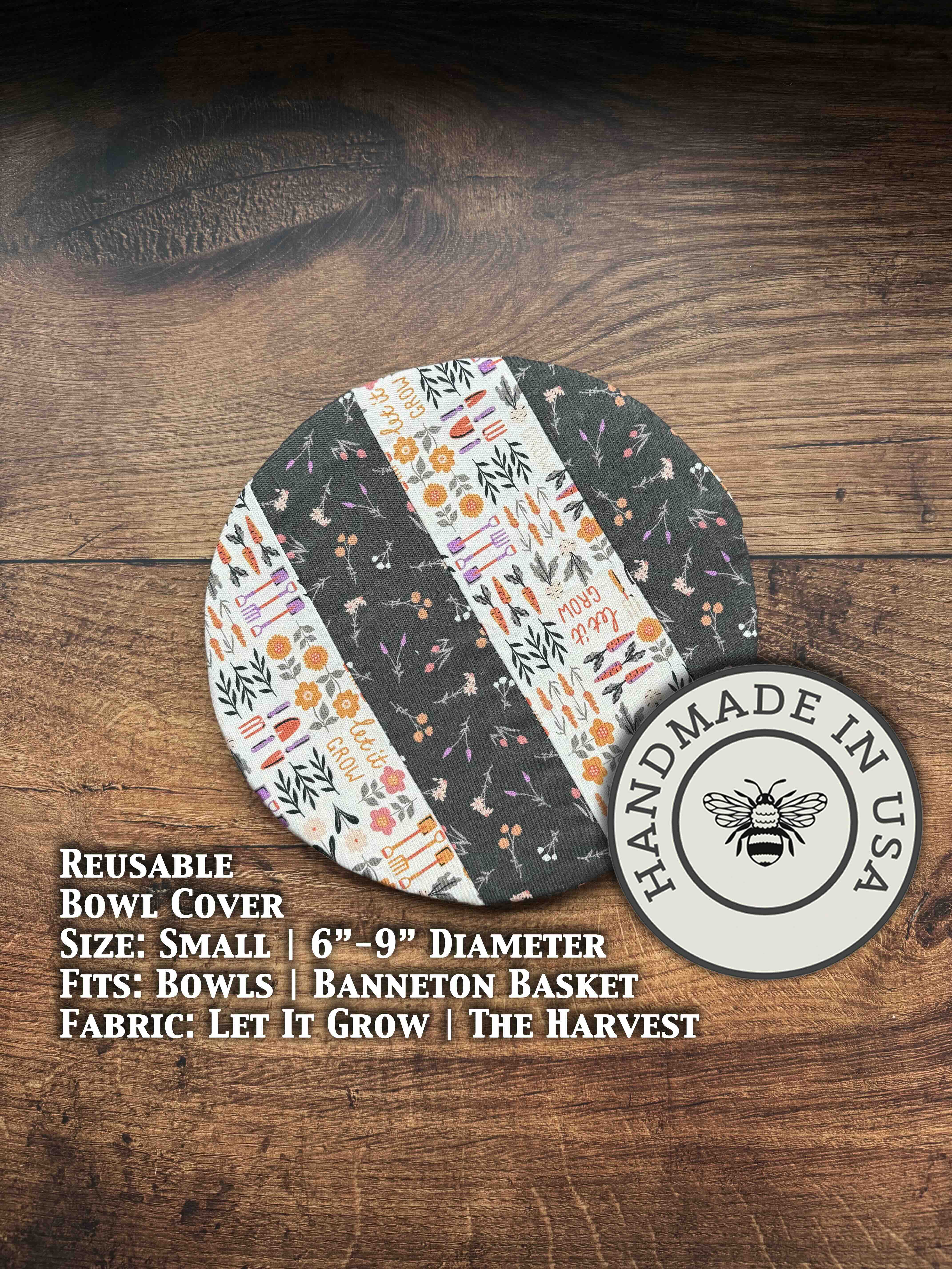 Small mushroom-shaped bowl and banneton covers from Five Oaks Farm, featuring autumn-themed farm-inspired designs.