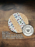 Small mushroom-shaped bowl and banneton covers from Five Oaks Farm, rustic kitchen accessories for baking and serving.