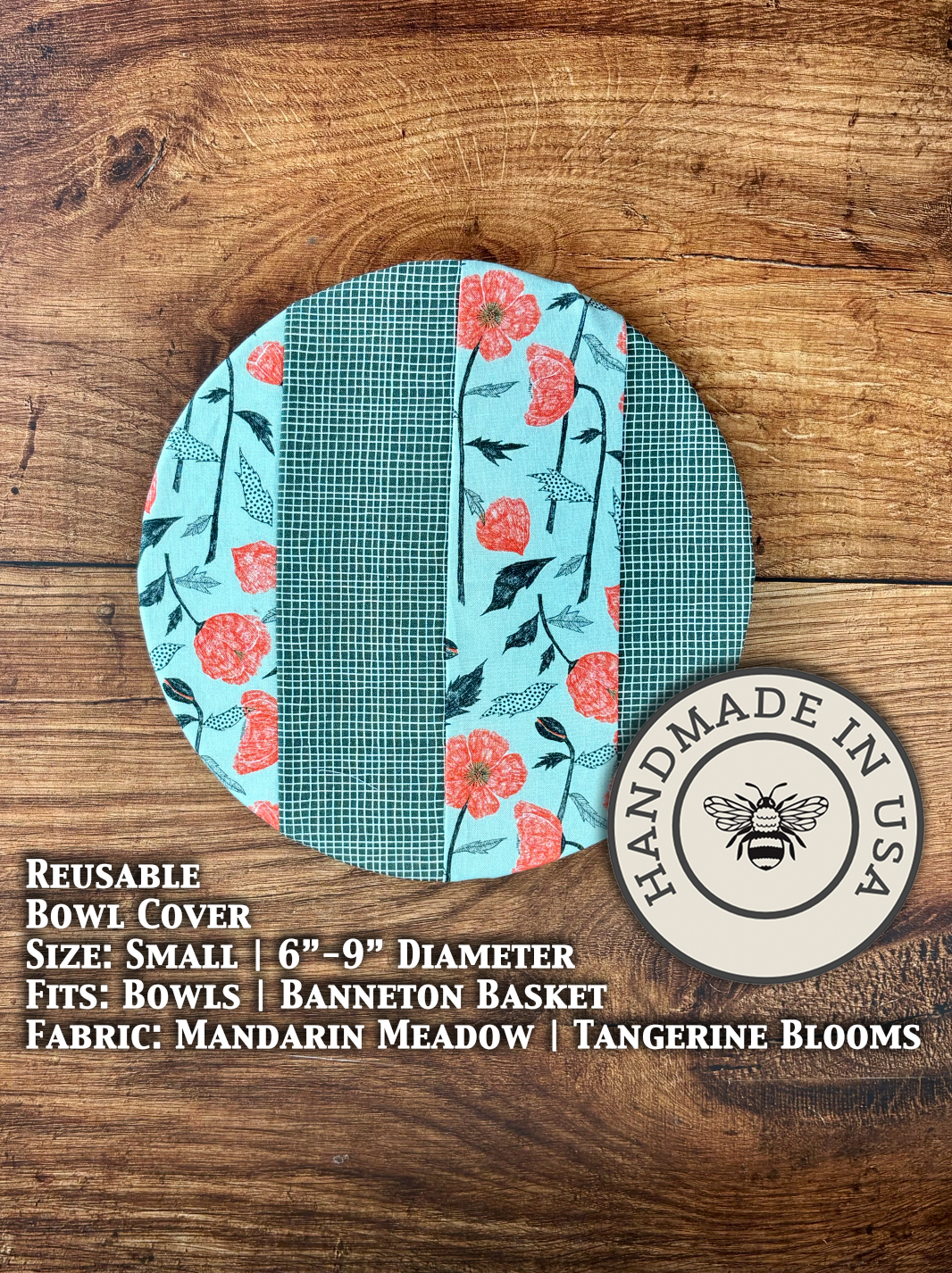 Small sage green bowl and Banneton covers from Five Oaks Farm, featuring checkered pattern, ideal for bread baking and kitchen use.