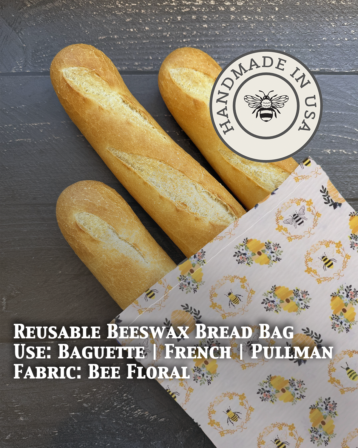 Beeswaxed Baguette Bag from Five Oaks Farm featuring a floral design, natural farm-inspired style, and durable handcrafted craftsmanship.