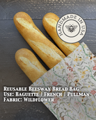 Beeswaxed bag from Five Oaks Farm with floral design, rustic Baguette style, showcasing natural texture and farm-inspired craftsmanship.