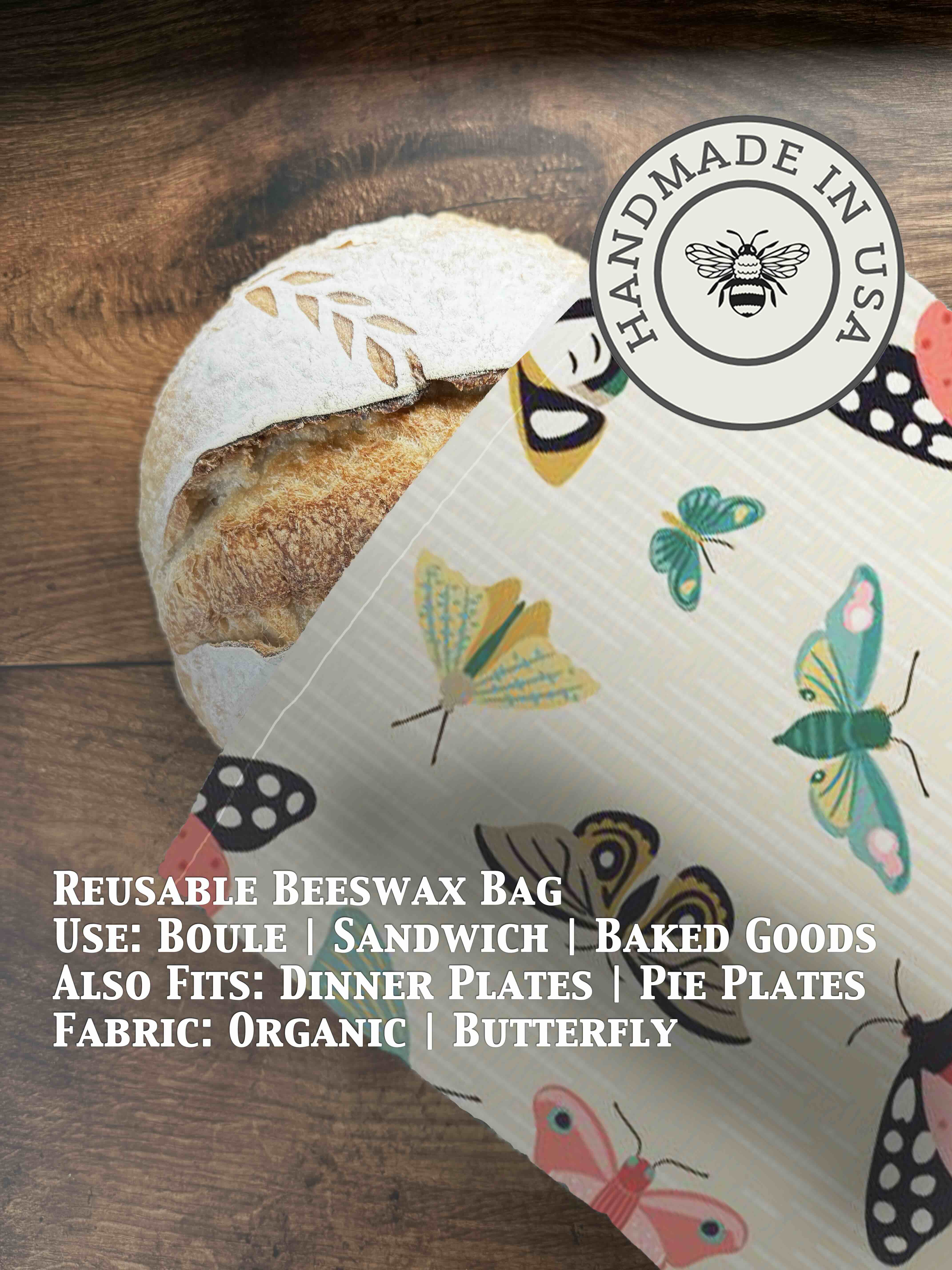 Green beeswaxed bread bag from Five Oaks Farm, natural linen bread storage bag for fresh bread.