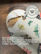 Green beeswaxed bread bag from Five Oaks Farm, natural linen bread storage bag for fresh bread.