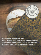 Beeswaxed bread bag from Five Oaks Farm, natural green fabric with beeswax coating for storing fresh bread.