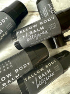 Five Oaks Farm Tallow Body Balm jar showing natural balm texture and rustic label, highlighting handcrafted skincare.