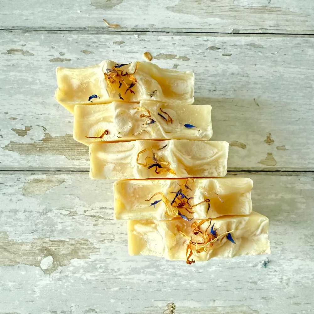 Handmade Lemon Honey Breeze soap from Five Oaks Farm, natural farm-crafted soap with fresh lemon and honey scent.