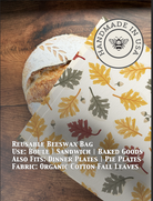Organic cotton beeswaxed bread bag from Five Oaks Farm, reusable and eco-friendly for storing fresh bread.