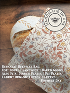 Organic cotton bread bag from Five Oaks Farm with beeswax coating, designed to store and keep bread fresh naturally.